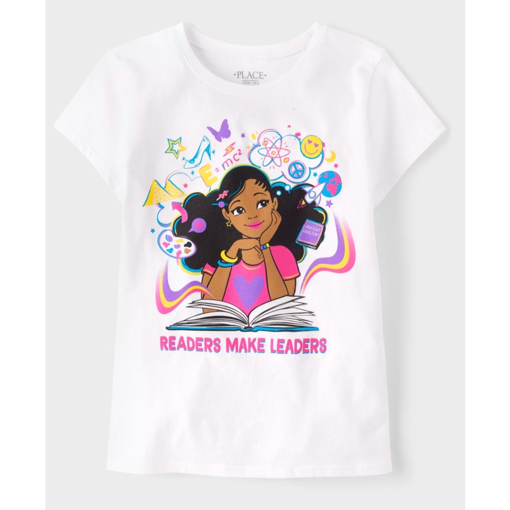 The Children’s Place Girls Readers Make Leaders Graphic Tee - White Size M (7/8)